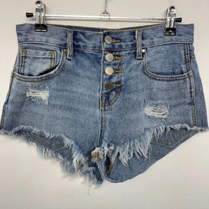 Bullhead Exposed Button Fly Fray Cutoff Jean Shorts 25